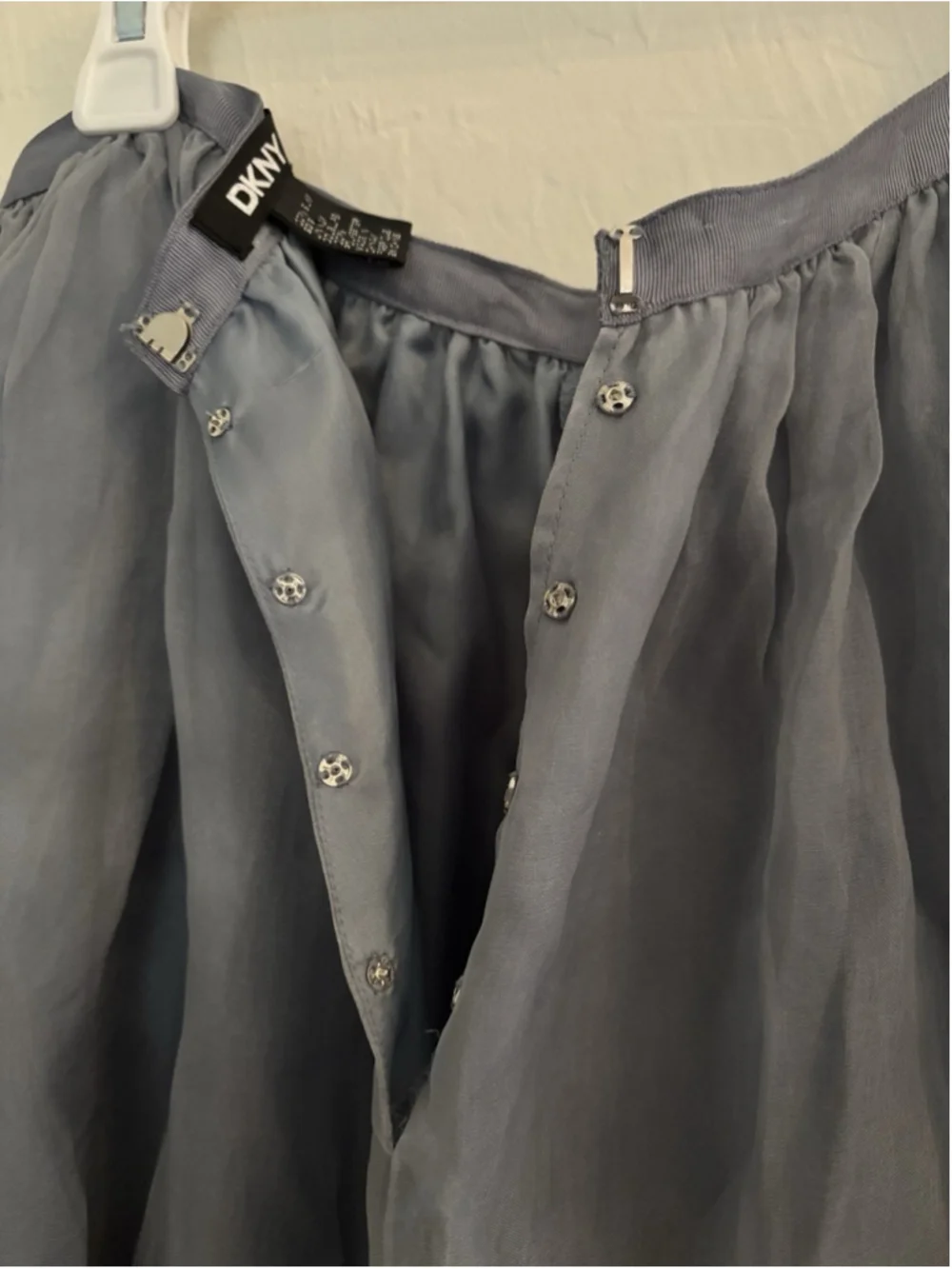 VTG DKNY Minimalist Silk Maxi Skirt Sz 6 Dusty Blue Romantic Ethereal Broomstick